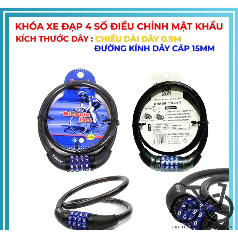 Khoá dây 4 số cao cấp cho xe đạp
