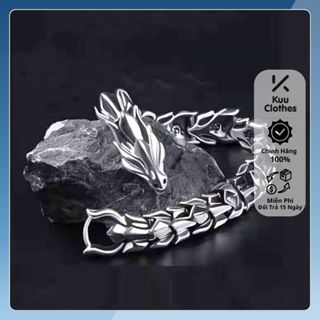 Vòng Tay Nam Nữ Chuỗi Hạt Hình Đầu Rồng 11.8mm Thời Trang Chất Liệu Titan Không Gỉ - Vòng Tay Dragon