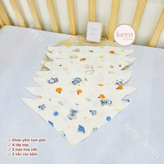 iuem Khăn yến xô Muslin cho bé, 4 lớp rộng và có 2 nấc cúc