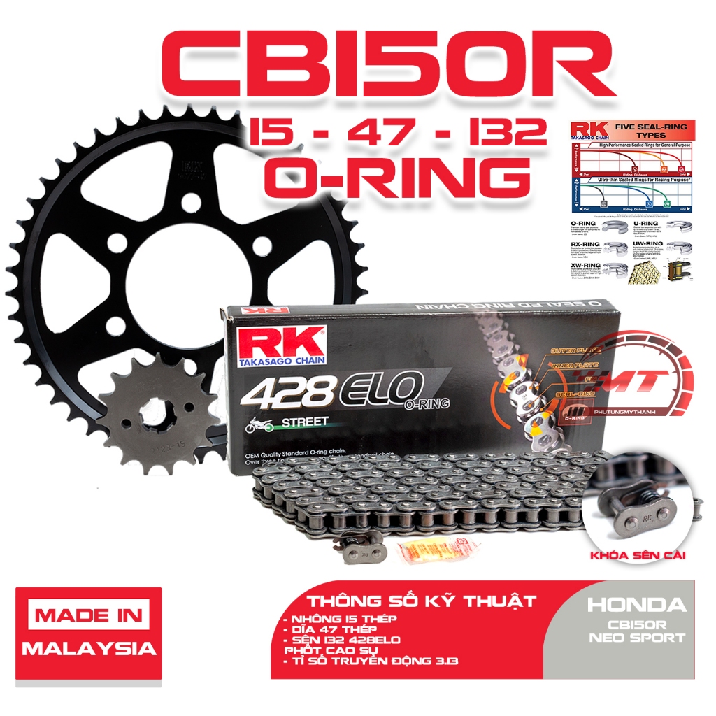 Nhông sên dĩa RK phốt cao su xe CB150R NEO Sport