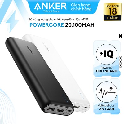 [ KHÔNG SẠC NHANH+KHÔNG CÓ CỔNG TYPE-C] Pin sạc dự phòng ANKER PowerCore 20100mAh - A1271