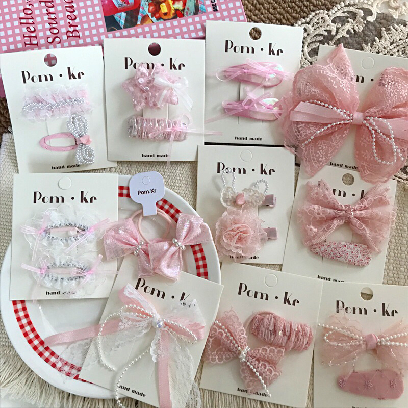 Sét 2 kẹp tóc dễ thương màu hồng ngọt ngào