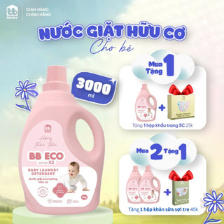 Nước giặt quần áo hữu cơ BB ECO X2 EXTRA cho bé 3000ml hương thiên thần dịu nhẹ, lưu hương 4-5 ngày an toàn cho da em bé