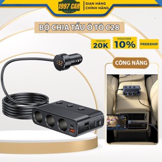 Bộ Chia Tẩu Sạc Oto C28 VERSION 7 Hỗ Trợ Cổng Sạc Nhanh Type C 30W và QC3.0 – Công Suất 127W