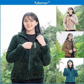Áo lông cừu nữ có mũ Falumar, áo khoác nữ lông cừu có mũ mùa đông, áo ấm lông cừu dày dặn cho bà, cho mẹ