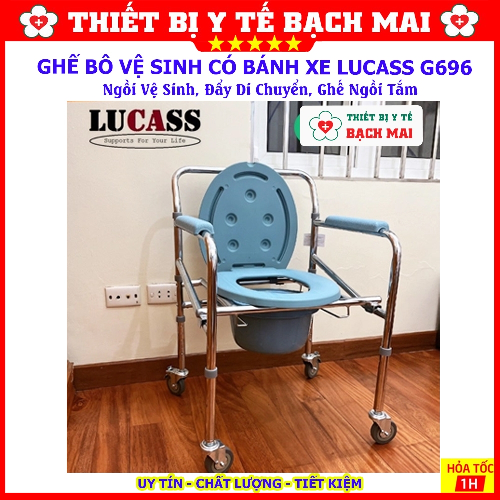 ✅ Ghế Bô Vệ Sinh, Ghế Tắm Cao Cấp, CÓ BÁNH XE, Di Chuyển Gấp Gọn, Cho Người Già, Người Ốm G696