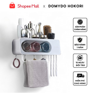 Bộ Nhả Kem Đánh Răng Tự Động ECOCO Có Thanh Treo Khăn, Kệ Để Đồ Phòng Tắm Gắn Tường Cao Cấp