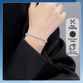 Vòng Tay Đính Đá Lấp Lánh Nam Nữ Unisex Thời Trang KuuClothes Khóa Gài Màu Vàng Bạc Titan Không Gỉ - Vòng Tay Đính Đá