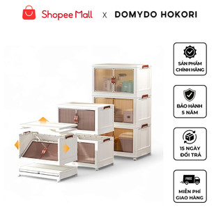 Tủ Nhựa Đa Năng Gấp Gọn Tiện Lợi Rộng 56cm, Tủ Để Đồ Có Bánh Xe Xoay 360 Độ, Cánh Cửa Hút Nam Châm ,Tiện Lợi DOMYDO