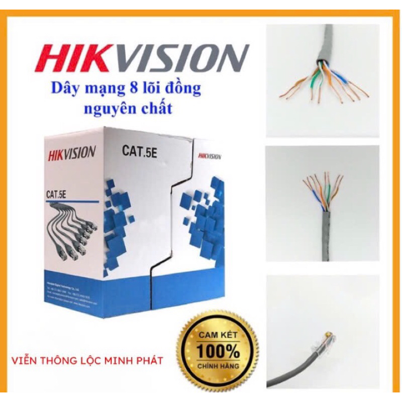 {CHÍNH HÃNG} Dây Cáp Mạng HIKVISION CAT 5 5E DS-1LN5E-E/E Đồng Nguyên Chất Dùng Thi Công Công Trình 