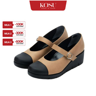 Giày da nữ Mary Jane 5,5cm Kosu 24009, Giày búp bê đế xuồng siêu êm, siêu nhẹ không thấm nước chính hãng Nhật Bản