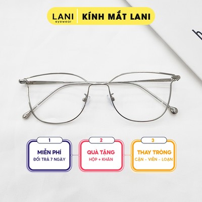 Gọng kính cận LANI kim loại không gỉ mảnh nhẹ dáng mắt mèo 2835 - Lắp mắt cận theo yêu cầu