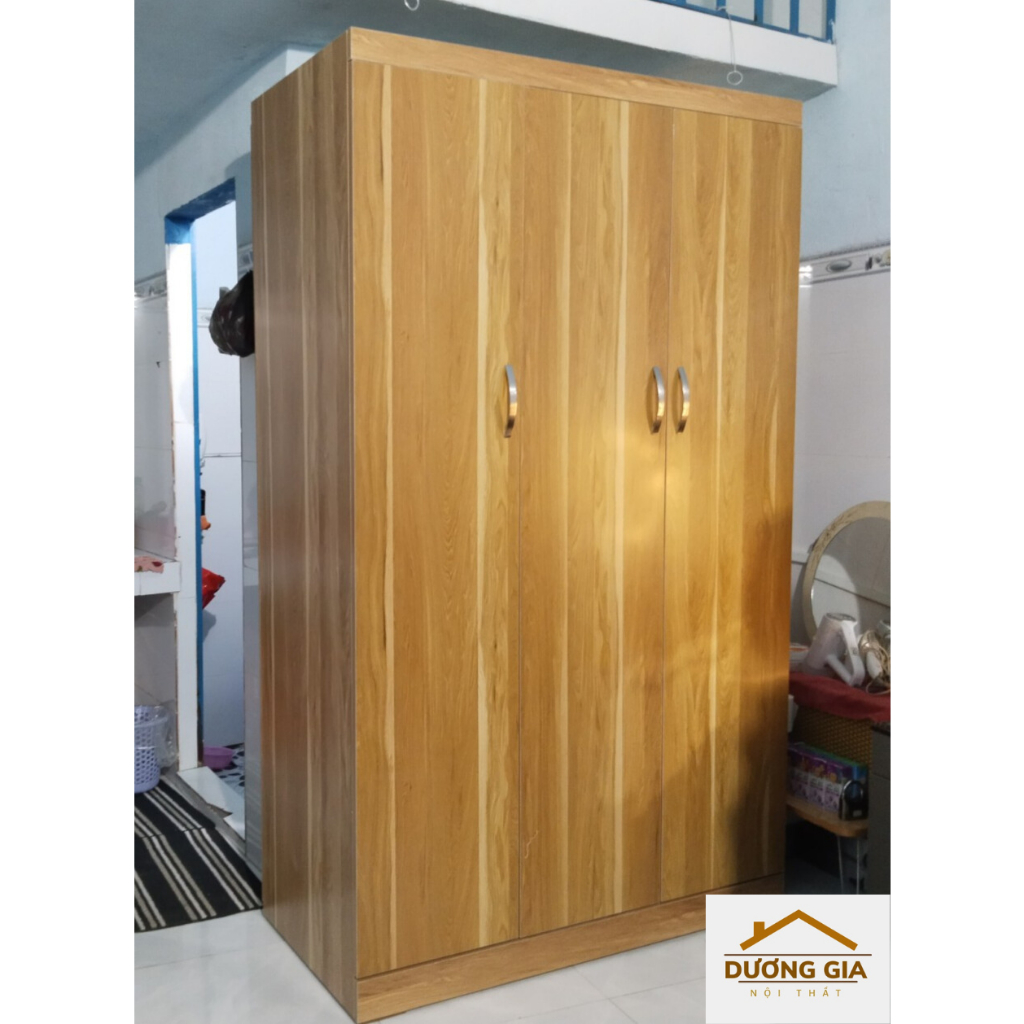 Tủ treo đồ gia đình, Tủ gỗ MDF 3 cánh đơn giản, hiện đại