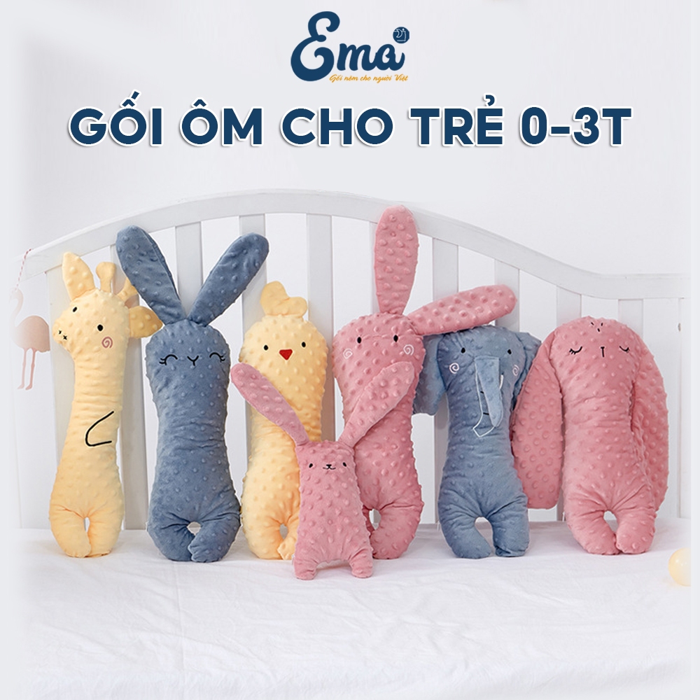 Gối ôm cho bé 0-3 tuổi EMA - Vỏ gối an toàn, thân thiện với da bé - Thiết kế hình thú đáng yêu