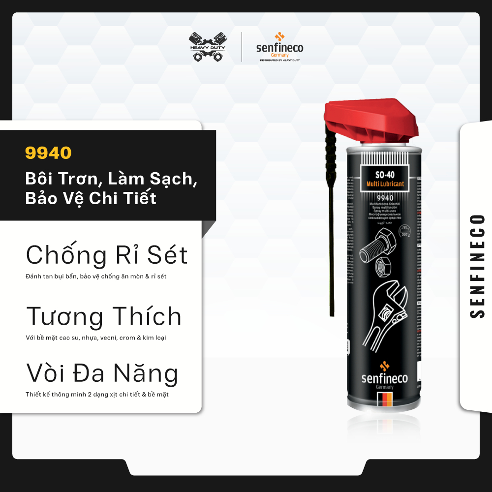  Chai Xịt Chống Rỉ Sét Dầu Bôi Trơn Đa Năng Senfineco 9940  400ML  | Làm Sạch Bảo Vệ Hiệu Quả 