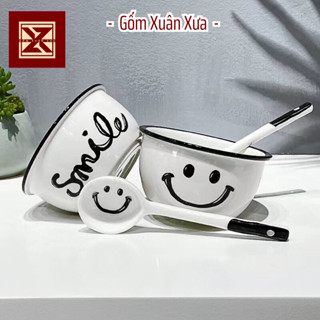 Set 2 bát sứ kèm 2 thìa dễ thương Gốm Xuân Xưa, bát ăn cơm, chén sứ, bát đĩa sứ, bát đĩa đẹp, chén dĩa