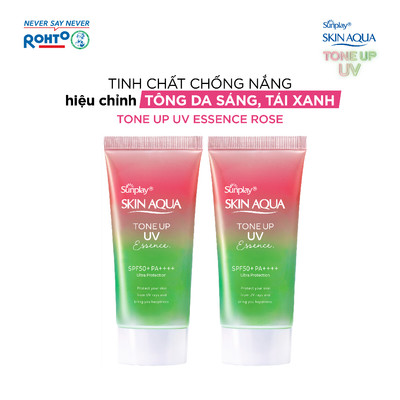[VB] Combo 2 Kem chống nắng nâng tông da trắng, tái xanh Sunplay Skin Aqua Tone Up UV Essence Rose SPF 50+PA++++50g