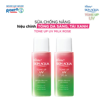 [VB] Combo 2 Sữa chống nắng nâng tông da trắng, tái xanh Sunplay Skin Aqua Tone Up UV Milk Rose SPF 50+ PA++++ 50g