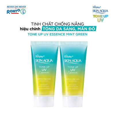 [VB] Combo 2 Kem chống nắng nâng tông da khuyết điểm Sunplay Skin Aqua Tone Up UV Essence Mint Green SPF 50+ PA++++50g
