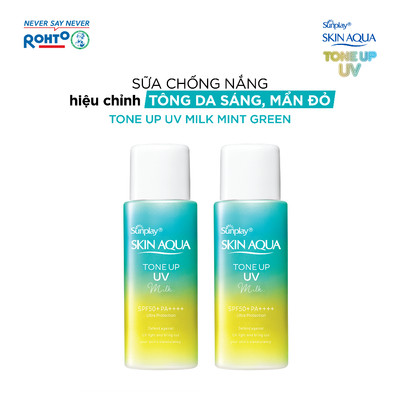 [VB] Combo 2 Sữa chống nắng nâng tông cho da khuyết điểm Sunplay Skin Aqua Tone Up UV Milk Mint Green SPF50+ PA++++ 50g