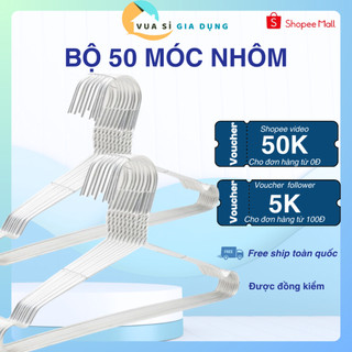 Bộ combo móc nhôm treo quần áo người lớn, móc phơi đồ nhôm cao cấp, móc treo quần áo dày