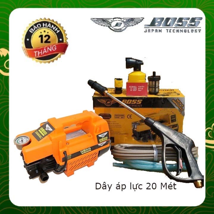 Máy rửa xe mini áp lực cao áp cho gia đình BOSS 3500W máy xịt rửa điều hòa dây 15m bản 2026
