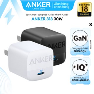 Sạc ANKER  313 GEN 2 30W 1 cổng USB-C PiQ 3.0 tích hợp PD/PPS - A2639 - Hỗ trợ sạc nhanh từ iPhone 8 series trở lên