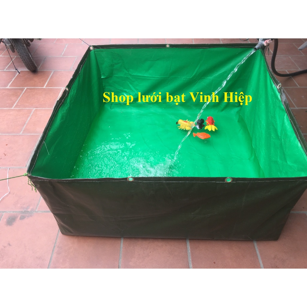 Bể bạt - Bể bạc nuôi Ốc, Ếch Cá, Lươn, Rắn - Bạt xanh bộ đội 1x1x0.5