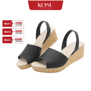 Dép sandal nữ đế xuồng KOSU 92081 siêu nhẹ, giày da nữ trung niên đế chống trượt cao 5.5cm Nhật Bản