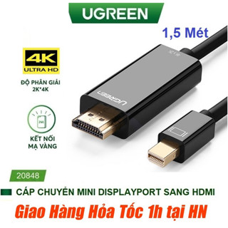  Cáp chuyển Mini DisplayPort to HDMI 4K Cao cấp Ugreen 20848 Dài 1,5m - Hàng Chính hãng 