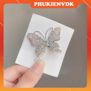 Kẹp tóc mỏ vịt hình bướm hoa đính đá lấp lánh MS406