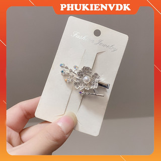 Kẹp tóc mỏ vịt hình bướm hoa đính đá lấp lánh MS406