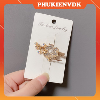 Kẹp tóc mỏ vịt hình bướm hoa đính đá lấp lánh MS406