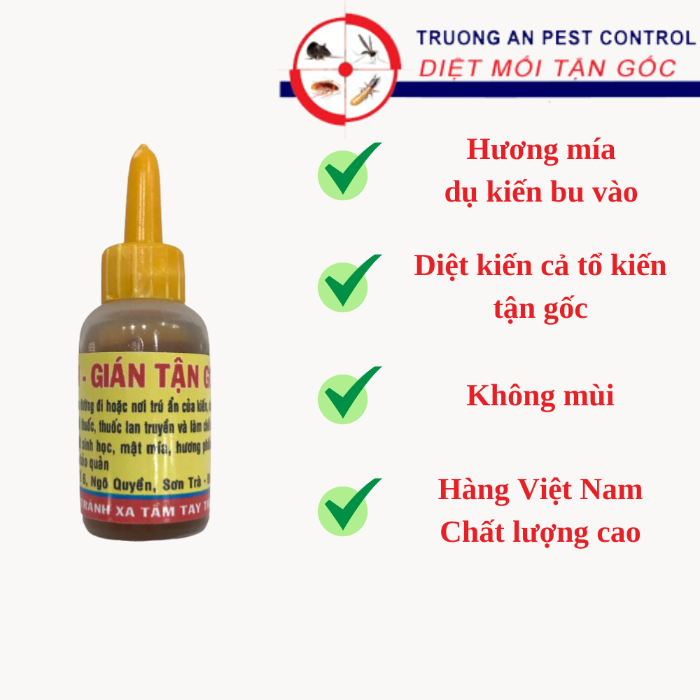 Thuốc diệt kiến tận gốc, dạng nhỏ giọt dụ kiến bu vào, diệt cả tổ