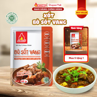 Xốt gia vị nấu bò xốt vang 80g AZ CHEF, chuẩn vị không cần nêm nếm thêm gia vị, dùng cho 500g thịt