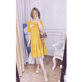 VÁy cổ tròn nơ đuôi cá