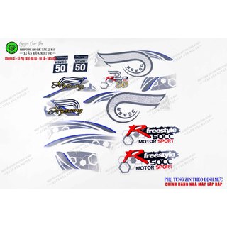 Bộ tem Cub 81-50cc/ Cub đèn tròn (Chất liệu Decan, dán tuỳ ý thích cho mọi mẫu Cub 50cc)
