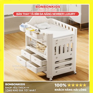 Bàn Thay Tã Di Động Đa Năng NEWBER LUXURY Bàn thay đồ cho bé có bánh xe di chuyển kiêm kệ đồ sơ sinh