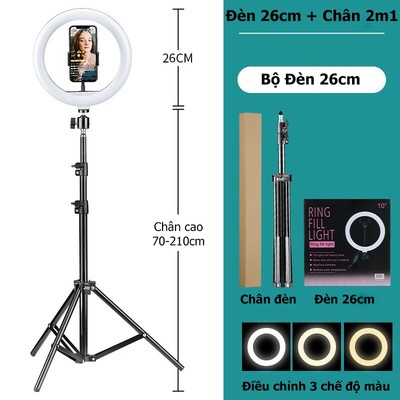 Đèn Livestream Kèm Chân Đỡ Điện Thoại 2m1 HX-260 Size 26cm 30cm 33cm 36cm 45cm 54cm, Đèn Led Livestream 3 Màu - HOLOCOM
