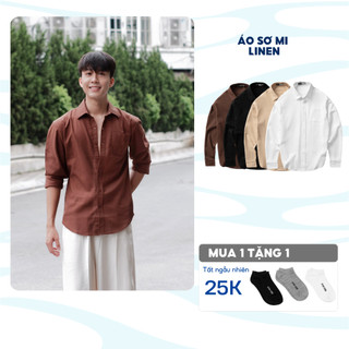 Áo sơ mi nam tay dài vải LINEN BAMI HOME form dáng thanh lịch, thoải mái, thấm hút tốt ASM01