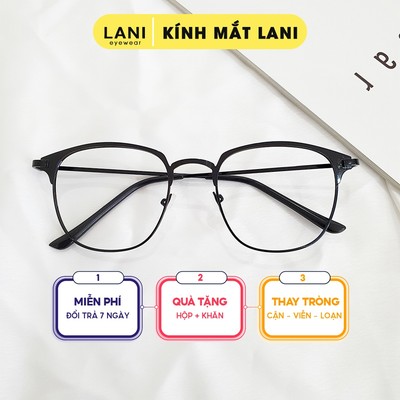 Gọng kính cận kim loại chữ nhật bo tròn thời trang LANI 2714 - Lắp mắt cận có độ theo yêu cầu
