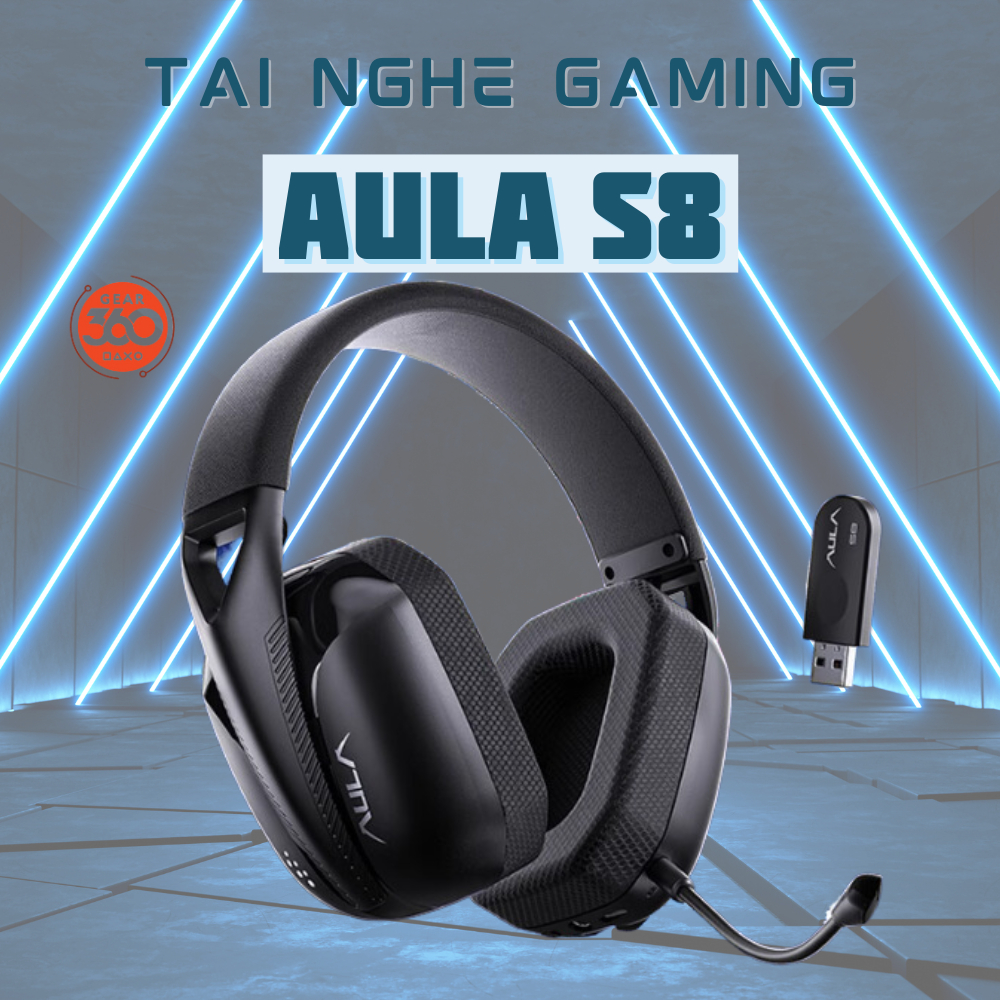 Tai nghe không dây Gaming AULA S8- Micro đàm thoại 2 chiều- 3 mode kết nối- Trọng lượng siêu nhẹ