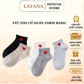 Set 10 đôi tất cổ ngắn trái tim LAYANA phong cách Vintage Hàn Quốc_LAYANA STORE