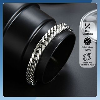 Vòng tay nam titan thép không gỉ dây xích bản to cuban lắc tay mắt xích to 8mm Kuulothes phong cách cá tính- Lắc tay TIN