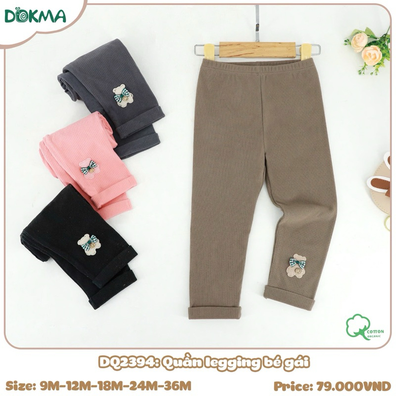 Quần legging bé gái, quần legging Dokma bé gái chất nỉ dày mịn cho bé 6-36M
