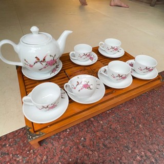 Bộ ấm chén vẽ Hoa đào và đôi chim