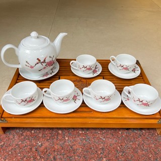 Bộ ấm chén vẽ Hoa đào và đôi chim