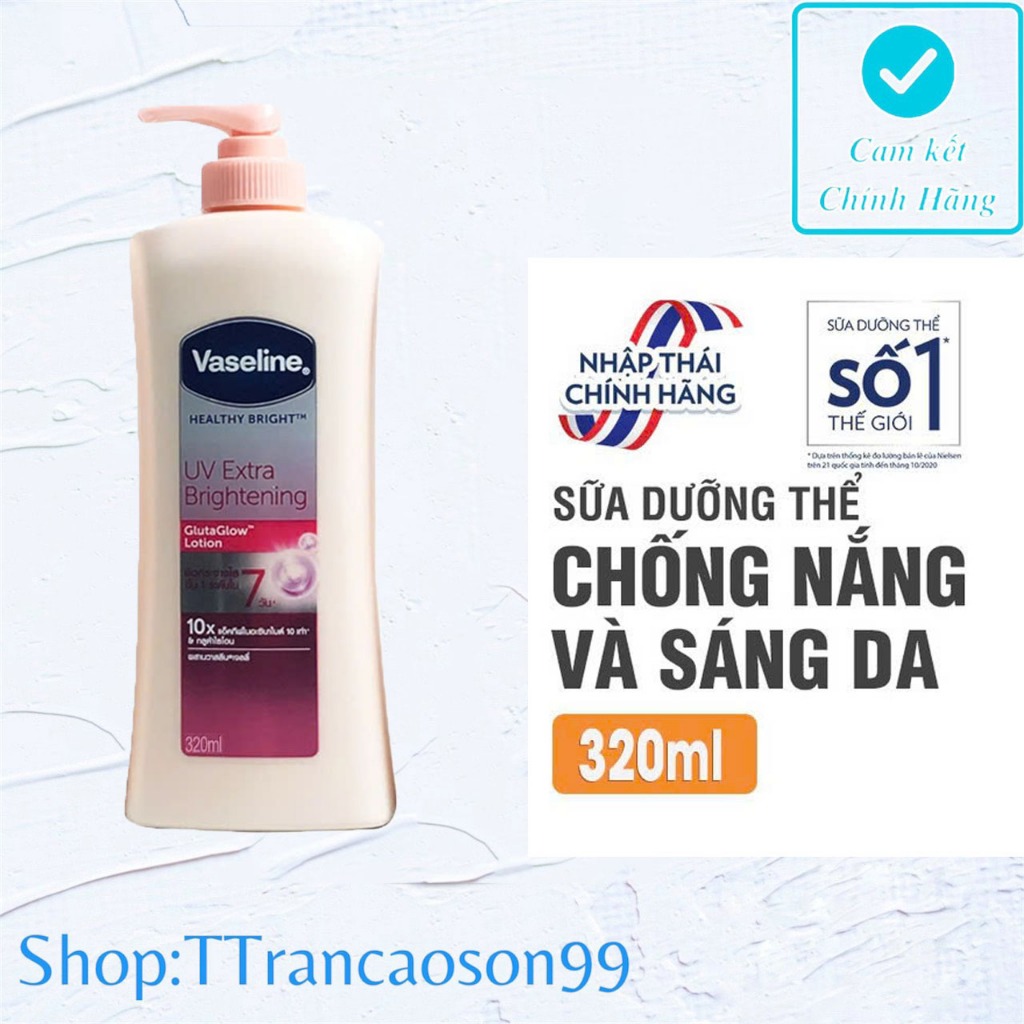 [Thái lan][Chính hãng] VASELINE 10x 320ml Sữa  dưỡng thể Trắng da VASELINE 10x Có vòi
