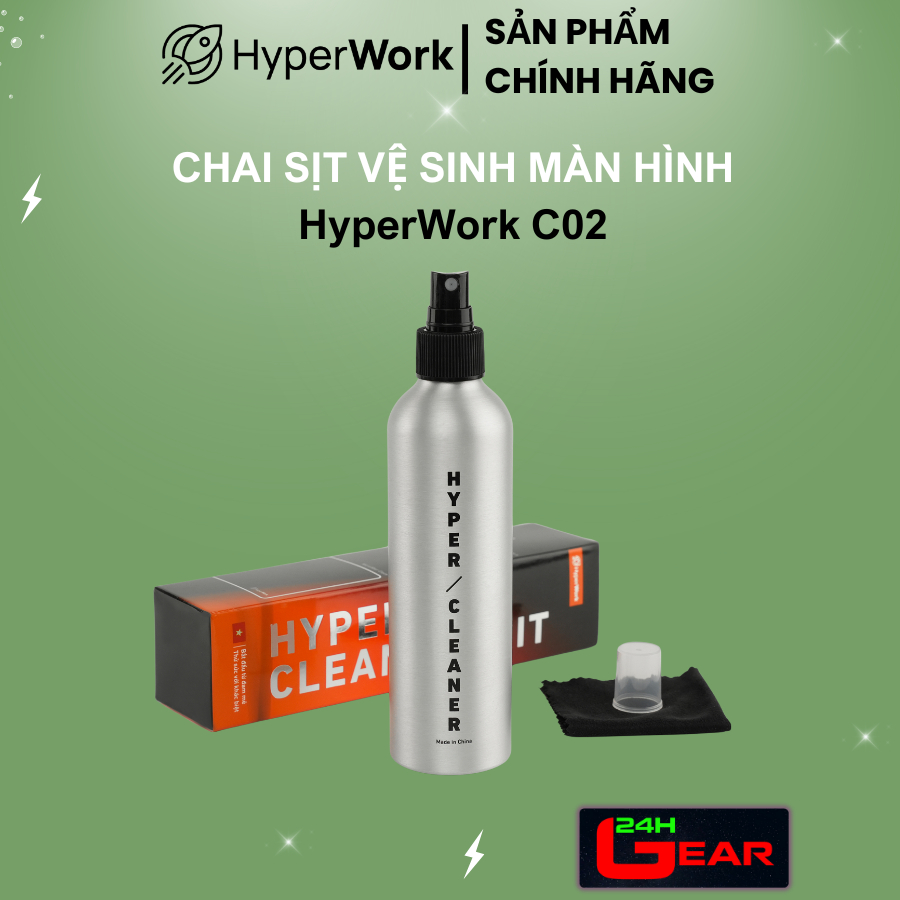 Chai vệ sinh màn hình Hyper Cleaning HyperWork C02 - Vệ Sinh Màn Hình PC, LapTop, Điện Thoại