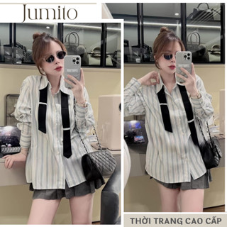 Set đồ nữ áo sơ mi chất thô thấm hút mồ hôi kèm chân váy xếp ly basic Jumito, đồ bộ nữ phong cách nhẹ nhàng HCOM2946